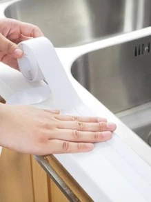 1Cuộn Băng Keo, Băng Niêm Phong PVC Chống Thấm Nước, Băng Keo Tự Dính Cho Mặt Bàn Nhà Bếp Bồn Rửa Bồn Tắm Phòng Tắm Vòi Sen Nhà Vệ Sinh Và Tường Sàn, Bảo Vệ Cạnh - trắng - Xem 2