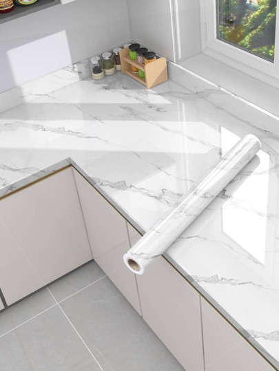 1roll Marble Print Waterproof Kitchen Sticker, Modern PVC Wall Renovation Sticker For Kitchen, Stickers, Wall Decal, Vinly Decal For Home Decorations, Spring Decoration Items Refresh Your Home, Festival Decoration Stickers Gifts Birthday Graduation Room Decor Wall Decor Bathroom Decor Bedroom Decor Room Decoration Stuff Living Room Decor House Decor Home Decor Living Room Wall Paper Wallpapers