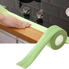 1 rollo de cinta de sellado de PVC impermeable para calafateo, cinta autoadhesiva para encimera de cocina, fregadero, bañera, ducha, inodoro y pared/floor, protector de borde - Verde - Ver 1