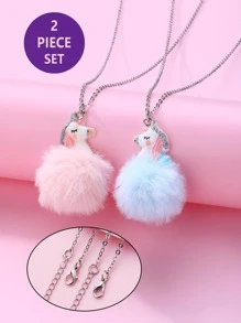 2 Chiếc Tập Đi Cho Bé Gái Dễ Thương Sang Trọng Bóng & Nhựa Kỳ Lân Mặt Dây Chuyền Vòng Cổ Cho Mùa Thu Đông Phụ Kiện Trang Sức - Nhiều màu - Xem 5