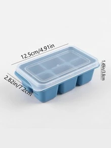 1pc PP Ice Cube Mould With Cover, Modernist Rectangle Ice Cube Maker Tray For Kitchen - Baby Blue - View 5