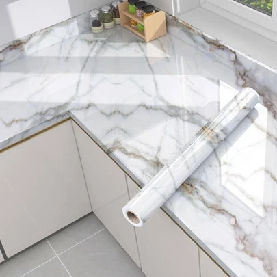 لفة واحدة من ملصقات المطبخ من البي في سي، ملصقات جدارية قابلة للإزالة بنمط رخام مقاوم للماء للمطبخ، ملصقات، ملصقات جدارية، ملصقات فينيل لديكورات المنزل، عناصر ديكور الربيع لتجديد منزلك، ملصقات ديكور الأعياد هدايا عيد الميلاد والتخرج