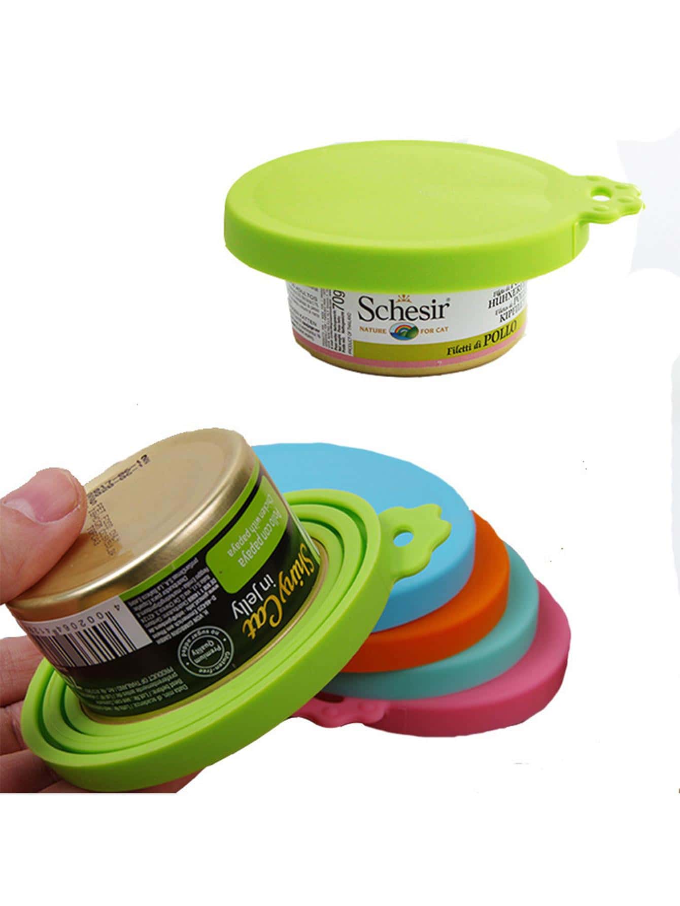 1PC Silicone Hộp Bảo Quản Thức Ăn Cho Thú Cưng Dành Cho Chó Mèo Để Bảo Quản Thực Phẩm - Đỏ - Xem 2