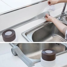 1Cuộn Băng Keo, Băng Niêm Phong PVC Chống Thấm Nước, Băng Keo Tự Dính Cho Mặt Bàn Nhà Bếp Bồn Rửa Bồn Tắm Phòng Tắm Vòi Sen Nhà Vệ Sinh Và Tường Sàn, Bảo Vệ Cạnh - màu nâu - Xem 4