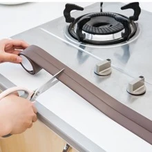 1Cuộn Băng Keo, Băng Niêm Phong PVC Chống Thấm Nước, Băng Keo Tự Dính Cho Mặt Bàn Nhà Bếp Bồn Rửa Bồn Tắm Phòng Tắm Vòi Sen Nhà Vệ Sinh Và Tường Sàn, Bảo Vệ Cạnh - màu nâu - Xem 2