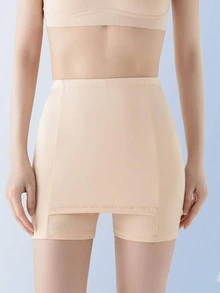 Shorts de ciclismo unicolor de talle alto - Albaricoque - Ver 4