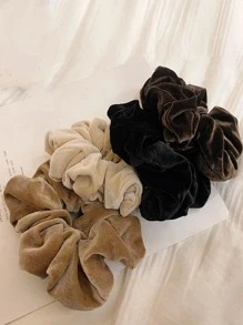 4个装女士多功能深咖啡色发圈，发绳马尾辫 - 彩色 - 查看 1