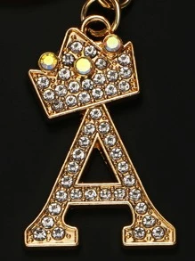 男士水鑽字母墜飾鑰匙圈