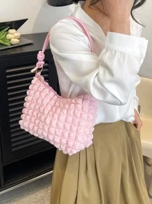 Minimalist Ruched Bag Medium Zipper - Pink - View 4