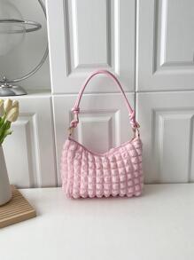 Minimalist Ruched Bag Medium Zipper - Pink - View 1