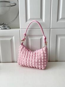 Minimalist Ruched Bag Medium Zipper - Pink - View 2