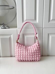 Minimalist Ruched Bag Medium Zipper - Pink - View 3