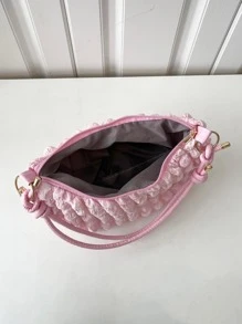 Minimalist Ruched Bag Medium Zipper - Pink - View 6