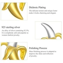 1雙純銀香蕉耳釘適合女士婚禮原始小耳環時尚首飾類禮物