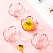 1 件/2 件日式锤纹樱花玻璃碟，用于盛放酱油、醋、火锅调料和蘸酱、厨房用品、圣诞礼物、学校用品 - 粉色 - 查看 8