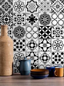 SUPSTICKER 1 卷地中海风格加厚防水厨房和浴室后挡板装饰自粘墙纸，3 种尺寸可选：11.81 * 47.24、11.81 * 94.49、11.81 * 141.73 英寸、贴纸、墙贴花、乙烯基贴花用于家居装饰、春季装饰品让您的家焕然一新、拉玛装饰贴纸礼物生日毕业厨房装饰