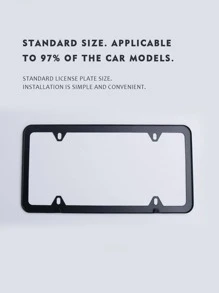 1pc Aluminum Alloy Car License Plate Frame - Black - View 1