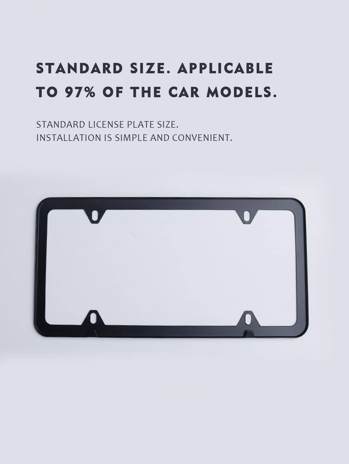 1pc Aluminum Alloy Car License Plate Frame - Black - View 1