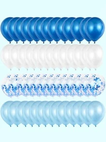 Conjunto de 10/40 globos de látex azul y blanco con confeti para suministros de fiestas temáticas de cumpleaños, decoración de boda bautista, despedida de soltera, Navidad