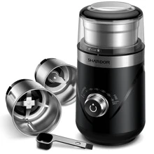 CG638B Adjustable Coffee Grinder Electric, Coffee Bean, Herb, Spice, Espresso Grinder, 2 Removable Stainless Steel Bowl, Black. - Black - View 2