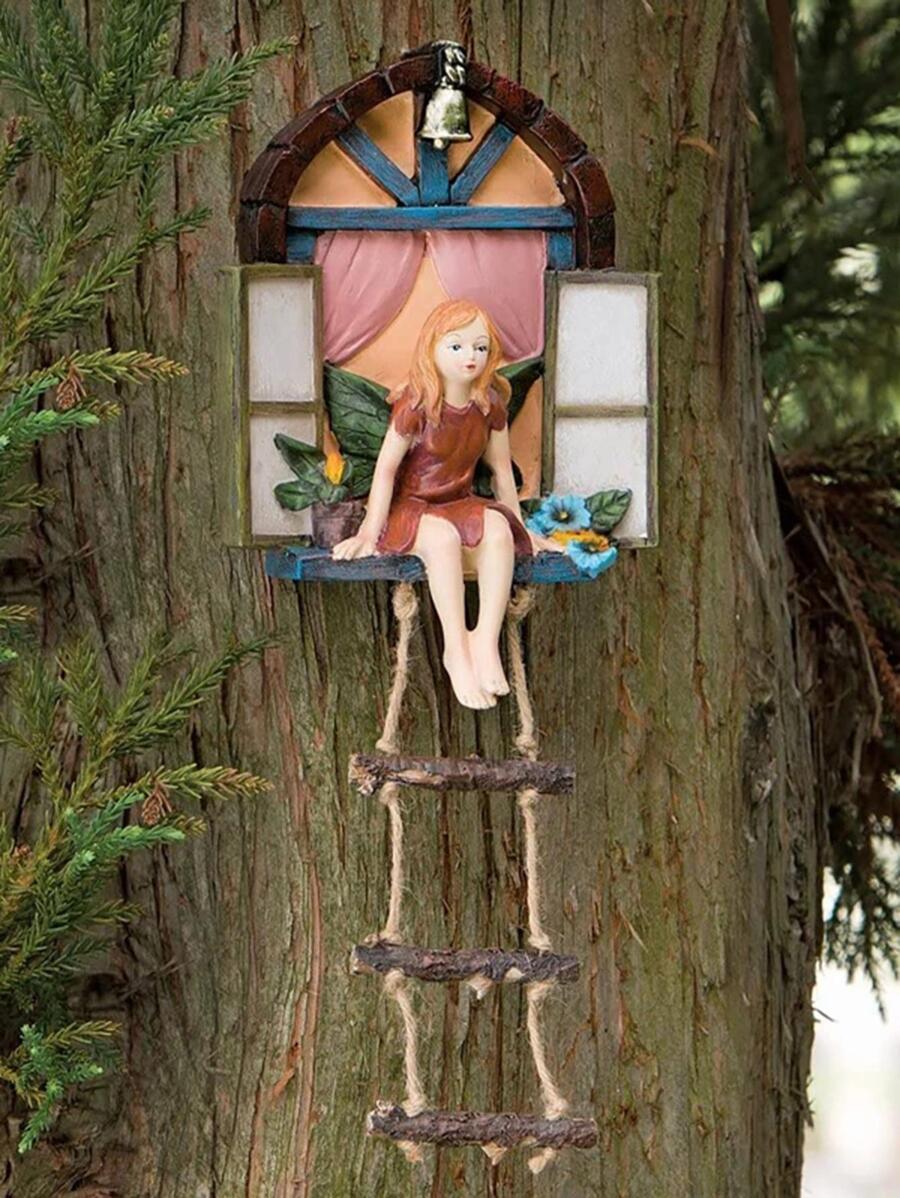 QYeah 1入組人像&窗戶設計花園雕像