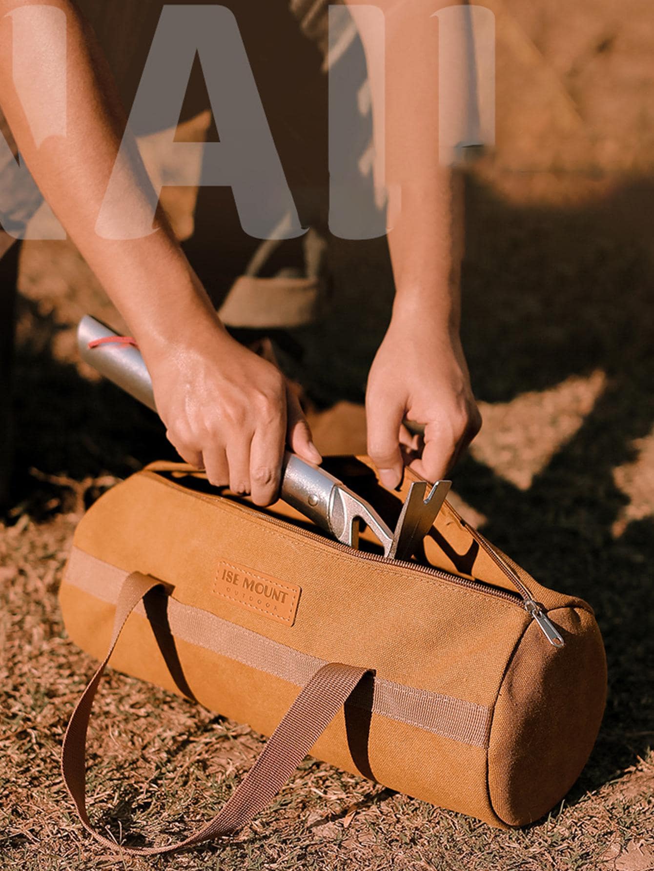 1pc canvas nail storage bag, multifunctional storage bag - Brown - View 1