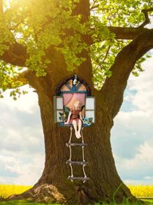 QYeah 1入組人像&窗戶設計花園雕像