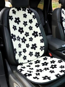 2 chiếc Hoa Văn Polyester Ấm Áp Chống Trơn Trượt Ghế Ô Tô & Đệm Lưng - Đen và trắng - Xem 2