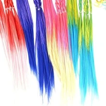 6pcs Kids Girls Hair Extension Colorful Braided Wigs Ponytail Rubber Bands Headwear Hair Accessories Casual,Y2k - Multicolor - View 2