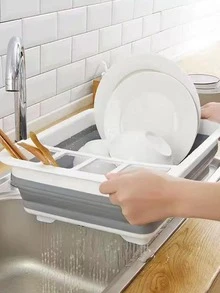 1pc Foldable Drain Rack, White Plastic Creative Storage Rack For Kitchen - White - View 6