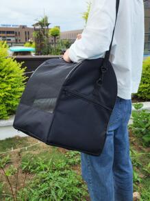 1pc Black Oxford Cloth Breathable Pet Backpack Suitable For Spring, Summer And Autumn - Black - View 6