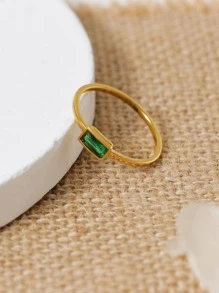 1入組時尚不銹鋼方晶鋯石裝飾圓環適合女士日常裝飾 - 彩色 - 查看 2