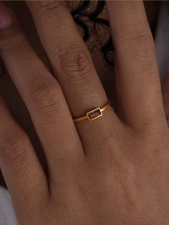 1pc Fashion Stainless Steel Cubic Zirconia Decor Ring For Women For Daily Decoration