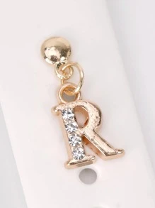 1入組金屬和水鑽字母裝飾用品吊墜吊墜適用於Apple Watch帶,適用於矽膠錶帶配件,適用於蘋果錶帶系列8,7,6,5,4,3,2,1 - 杏色 - 查看 2