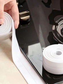 1roll Plain Kitchen Sealing Tape, Modern PVC Waterproof Sealing Strip For Home - White - View 3