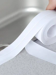 1roll Plain Kitchen Sealing Tape, Modern PVC Waterproof Sealing Strip For Home - White - View 5