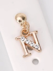 1pc Metal & Rhinestone Alphabet Letter Watchband Decor Charm, Compatible With Apple Watch Band & Silicone Band Accessory, Compatible With Apple Watchband Series 8, 7, 6, 5, 4, 3, 2, 1 - Apricot - View 2