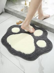 1 Tấm Thảm Nhà Tắm Thiết Kế Paw, Thảm Vệ Sinh Chống Trơn Trượt Polyester Hiện Đại Cho Phòng Tắm - Màu xám đen - Xem 3