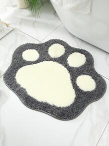 1 Tấm Thảm Nhà Tắm Thiết Kế Paw, Thảm Vệ Sinh Chống Trơn Trượt Polyester Hiện Đại Cho Phòng Tắm - Màu xám đen - Xem 1