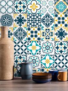 SUPSTICKER 1卷PVC廚房貼紙，現代主義幾何圖案廚房防水牆面翻新貼紙 - 彩色 - 查看 1