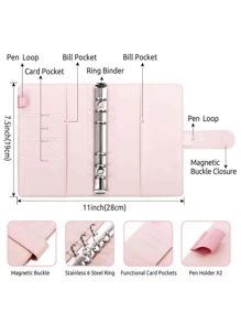 1pc Solid Color Binder Cover - Pink - View 7