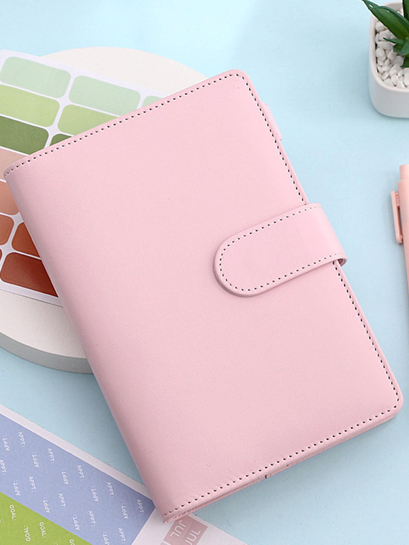 1pc Solid Color Binder Cover - Pink - View 1