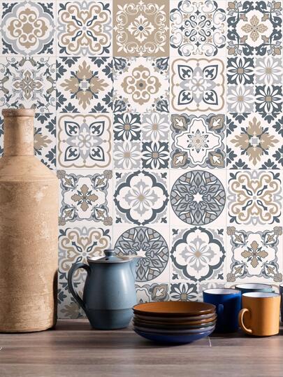 SUPSTICKER 1卷摩洛哥图案厚防水自粘厨房墙纸，3种尺寸可选：11.81*47.24、11.81*94.49、11.81*141.73英寸，浴室装饰、贴纸、墙贴花、家居装饰乙烯基贴花、春季装饰品让您的家焕然一新、拉玛装饰贴纸礼物生日毕业