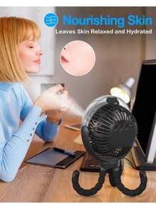 Misting Stroller Fan 6000mAh Battery Operated Portable Fan With Light & 360° Pivoting, Personal Fan With Flexible Tripod For Baby, Office, Travel,Treadmill,Outdoors - 黑色 - 查看 5