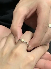 2 cái/bộ Cặp đôi Trang trí trái tim Nhẫn Thời trang Punk Đồ trang sức Qủa tặng Cho nam giới Phổ biến nhất - Bạc - Xem 3