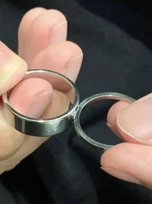 2 cái/bộ Cặp đôi Trang trí trái tim Nhẫn Thời trang Punk Đồ trang sức Qủa tặng Cho nam giới Phổ biến nhất - Bạc - Xem 4