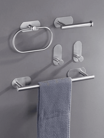 1套不锈钢壁挂式浴室毛巾架家居浴室装饰浴室配件浴室收纳架夏季