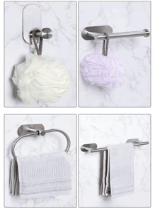 1套不锈钢壁挂式浴室毛巾架家居浴室装饰浴室配件浴室收纳架夏季