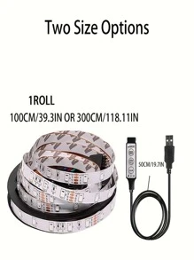 1pc 2835 Rgb 3-key Remote Control 60-led Light Strip, Usb Powered, Length:1/2/3/4m, For Tv/computer Background Decoration - Multicolor - View 7