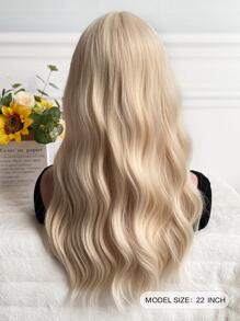 長款小波浪人造假髮帶劉海 - 金色 - 查看 2